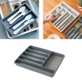 thumbnail image 1 of Bandeja de almacenamiento de cubiertos de 6 compartimentos, organizador de cajones de cocina, soporte de contenedor de utensilios, estantes de caja de Gris oscuro perfecl Bandeja de almacenamiento de cubiertos, 1 of 7