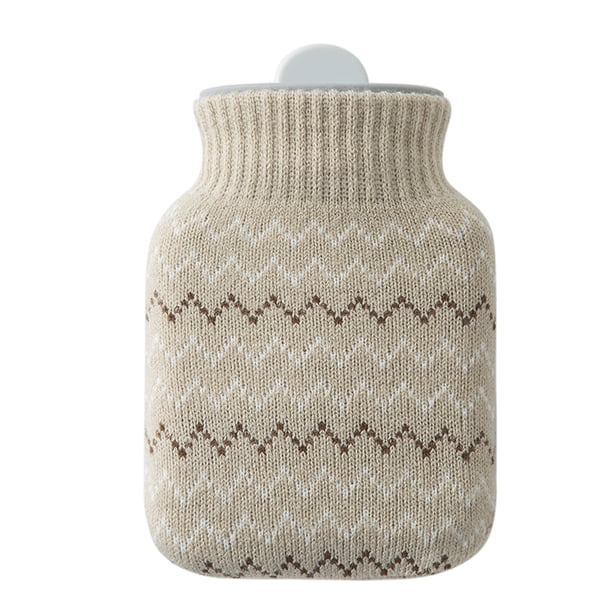 Botella de agua caliente de silicona de 320ML Botella de calentamiento Portátil Mini Bolsa de agua caliente con tapa de punto (Gris claro)