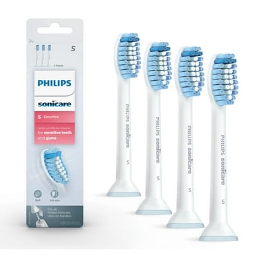 S Sensitive Replacement Toothbrush Heads For Sensitive Teeth and Gums Compatible with Philips Sonicare HX6054/07,White,4 Pack
