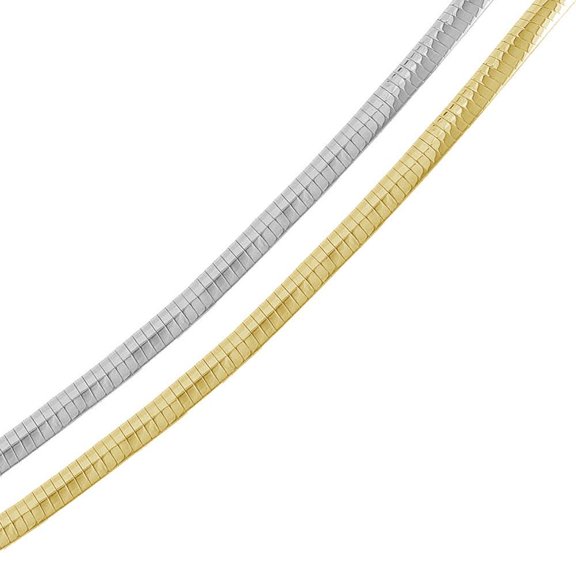 Multi Plated 925 Sterling Silver Reversible Flat Omega Chain 6mm Made in Italy 22" Jewelry Female