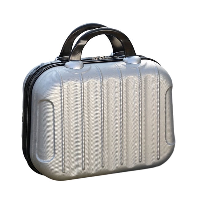 HLONK Makeup Storage Organizer Travel ABS Toiletry Suitcase Box Mini Boarding Luggage Cosmetic Case Large Capacity Bag White