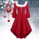 thumbnail image 2 of Vestido de invierno de Navidad para mujer, elegante vestido de manga larga abullonada con cuello de piel sintética, traje Midi para fiesta de Navidad y Año Nuevo, 2 of 4