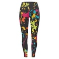 thumbnail image 5 of Bibifish Women's Yoga Pants Paint Black Base Colorful Ink Splash Pattern High Waist Yoga Pants Breathable Art Class Casual Edgy Leggings, 5 of 5