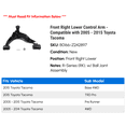thumbnail image 2 of Front Right Lower Control Arm - Compatible with 2005 - 2015 Toyota Tacoma 2006 2007 2008 2009 2010 2011 2012 2013 2014, 2 of 2