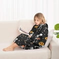 thumbnail image 4 of Black Halloween Dancing Skeletons Blanket Hoodies for Kids 6-13YR Oversize Wearable Blanket Hoodies for Boys Girls Teens, 4 of 7