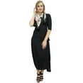 thumbnail image 1 of Bimba Robe Maxi Drapée Noire de Créateur pour Femmes avec Foulard à Franges Imprimée-4, 1 of 6