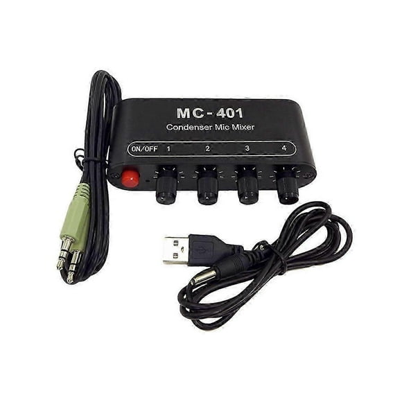 New Mini Audio Mixer Condenser Microphone Mixer Four-In-One Microphone Amplifier for Computer Mobil