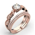 thumbnail image 3 of Dazzling Boho & hippie 2.25 Carat Round Cut Diamond Moissanite Classic Inspired Engagement Ring, Unique Twist Band Wedding Ring in 10k Solid Rose Gold, Promise Ring, Two Matching Band, 3 of 4