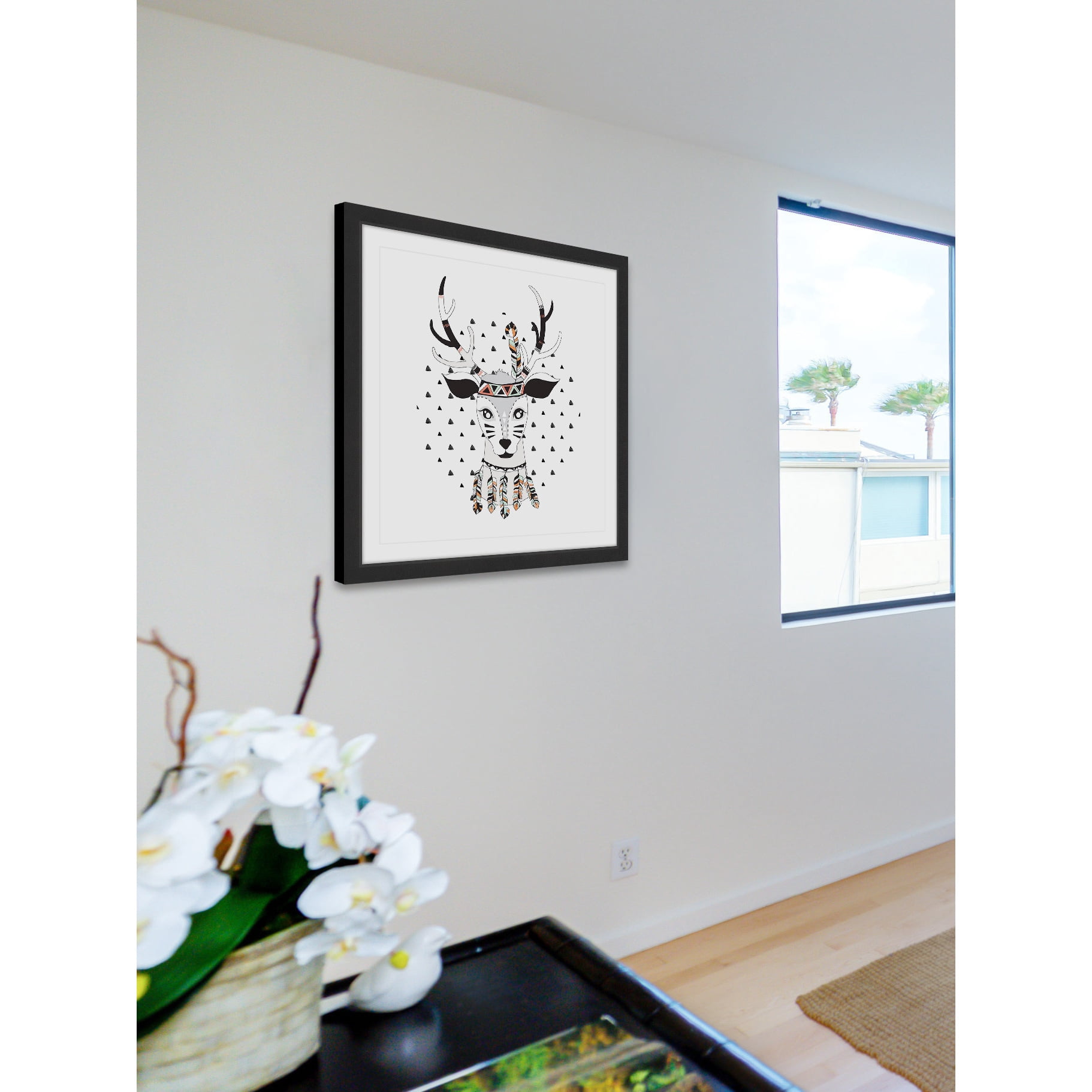 MARMONT HILL  - 'Tribal Deer' by Diana Alcala Framed Painting Print - Multi-Color 18 x 18