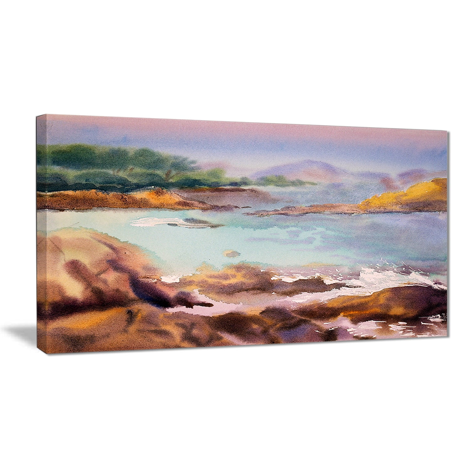 Design Art Designart Tranquil Watercolor Waters Seascape Painting Canvas Print Walmart Com Walmart Com