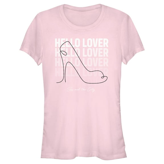 Junior's Sex and the City Hello Lover Shoe  Graphic Tee Light Pink Small