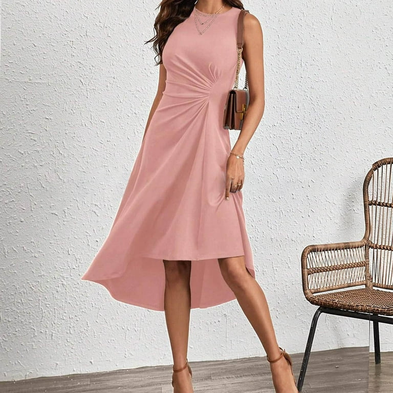 Cagogo Women's Casual Loose Sleeveless Wedding Guest Dresses Summer Spring Ruched Waist Flowy A Line High Low Midi Swing Dress Holiday Outfits Bridal Shower Dresses - Walmart.com Cagogo Women's Casual Loose Sleeveless Wedding Guest Dresses Summer Spring Ruched Waist Flowy A Line High Low Midi Swing Dress Holiday Outfits Bridal Shower Dresses - Walmart.com