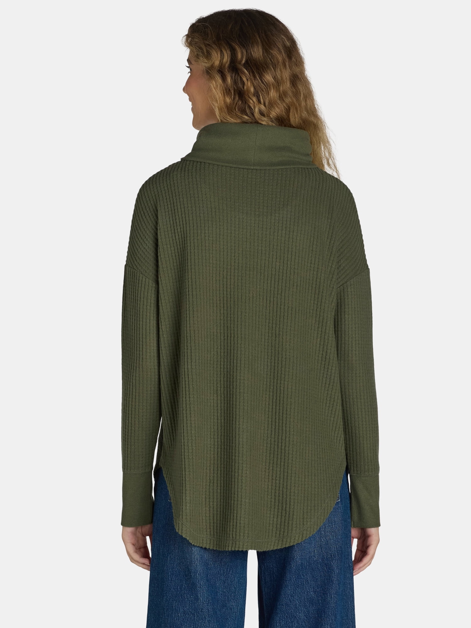Time and Tru Women's Cowl Waffle Tunic, Size S-XXXL