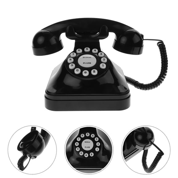 FOLOYORI Vintage Telephone Decor Prop 1Pcs 23.0X15.0X15.0In Abs Black For Retro Enthusiasts