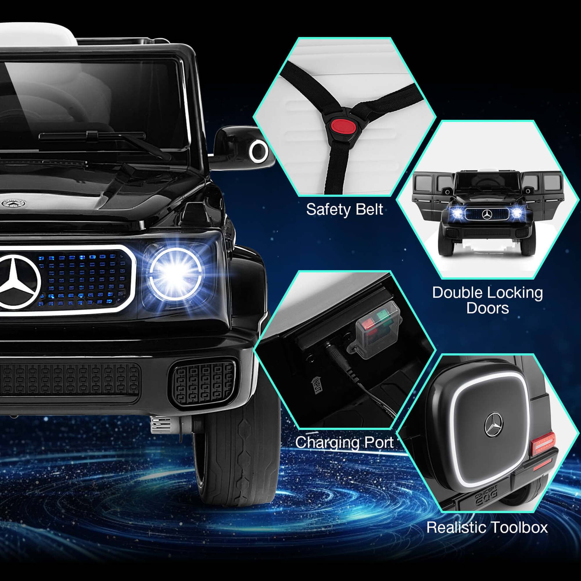 Costway Licensed Mercedes-Benz EQG Kids Ride On Car with Remote Control Detachable Battery Black