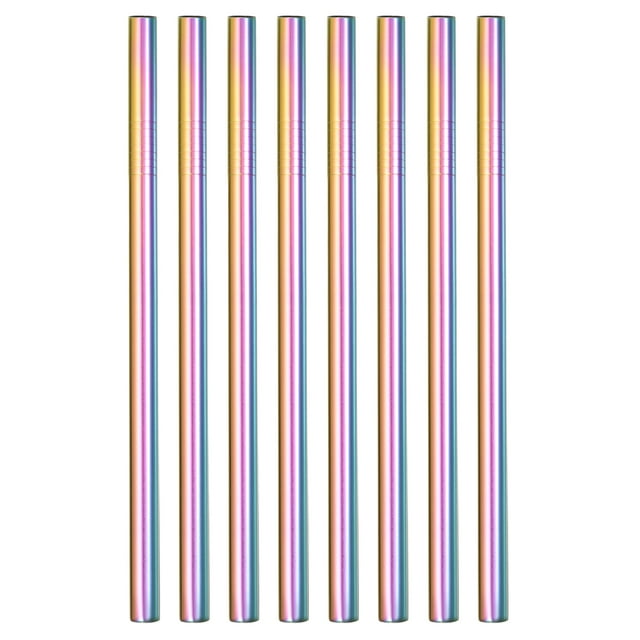 Paquete de 8 pajitas rectas Unique Bargains Acero inoxidable 8,46 pulgadas arco iris