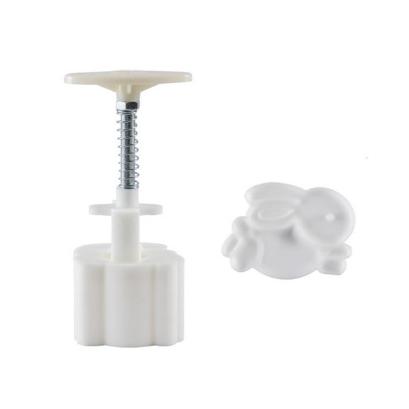 WE-POLUJ 50g Mooncake Barrel Mold with 3D Rabbit Stamp Hand Press Moon Cake Pastry Mould DIY Bakeware Mid-autumn Festival Kitchen