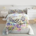 thumbnail image 2 of Castle Fairy Flying Owl Queen Comforter Set,Colorful Flowers Bedding Comforter Set, 2 of 8