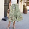 thumbnail image 5 of Women’s Bohemian Style Printed Maxi Skirt with Elastic Waist and Drawstring for Casual and Everyday Wear Mint Green 2XL, 5 of 6