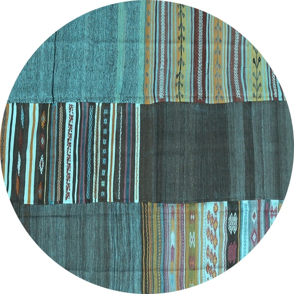 Ahgly Company Indoor Round Southwestern Light Blue Country Area Rugs, 8' Round