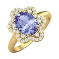 thumbnail image 2 of 8x6mm Oval Shape Tanzanite 925 Silver Yellow Plated Engagement Women Mother's Day Gift Ring, 2 of 4