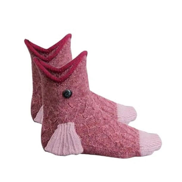 Calcetines de Navidad para hombre y mujer, calcetín de punto de cocodrilo, tiburón, pez, camaleón, novedad, Invierno