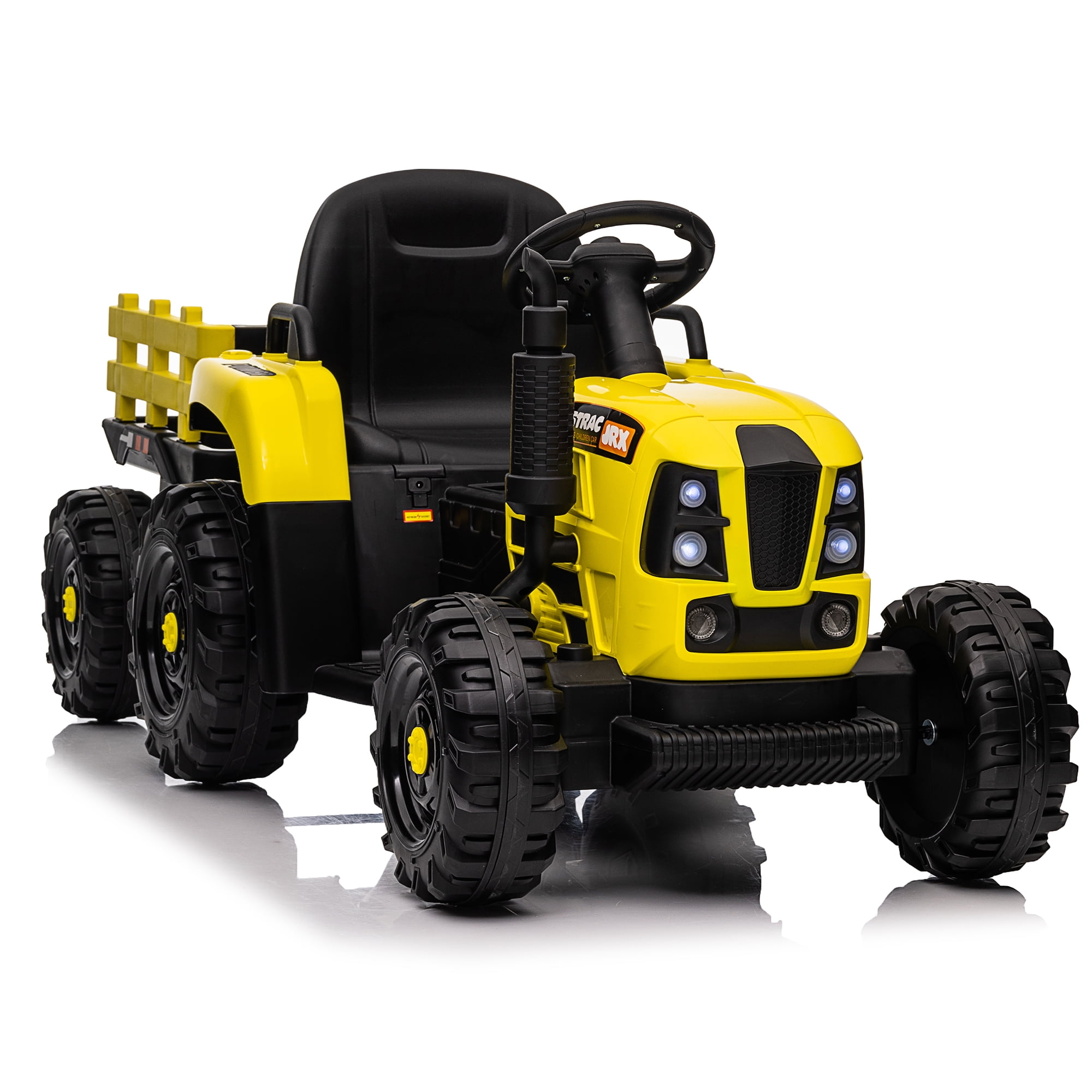 CIPACHO 12V Ride On Tractor with Trailer, 2.4RC, Electric Kids Car Three Speed Adjustable, USB, MP3, Power Display, Yellow CIPACHO 12V Ride On Tractor with Trailer, 2.4RC, Electric Kids Car Three Speed Adjustable, USB, MP3, Power Display, Yellow