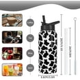 thumbnail image 3 of Cow Print Water Bottle with Straws Double Walled Vacuum Insulated Sports Bottle Cow Print Travel Thermal Cup Leak Proof Stainless Steel Tumbler Cow Decor Gifts-32 OZ, 3 of 6