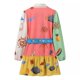 thumbnail image 3 of HH TRAF Vestido corto de verano para mujer, estampado de botonadura sencilla, cuello vuelto, manga larga, cinturón, informal, 3 of 4