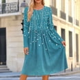 thumbnail image 2 of Edvintorg Long Sleeve Dresses for Women Fashion Printed Crew Neck Casual Midi Dresses Fashion Clothing Women S-2XL Blue, 2 of 7
