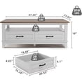 thumbnail image 4 of Yeshouse 48 Inch Coffee Table with 2 Drawer and Storage Shelf, Brown+White, 4 of 7