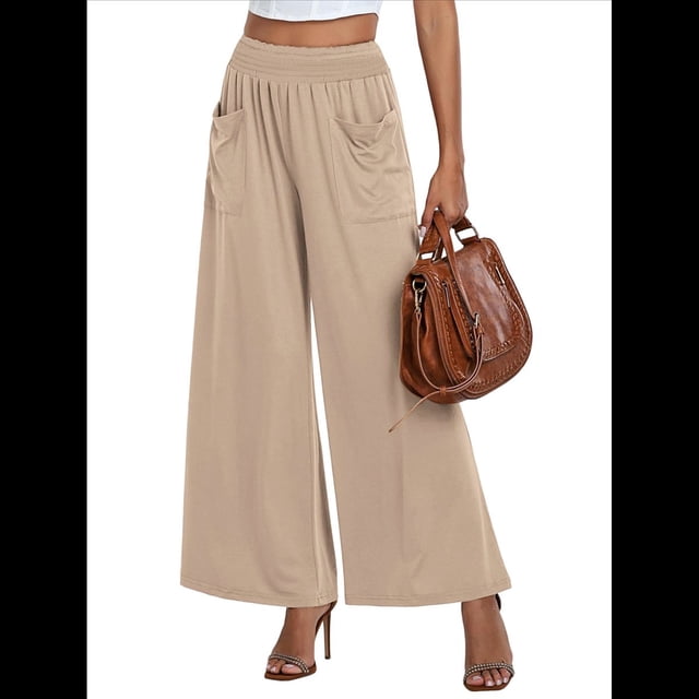 Pantalones de Yoga de Pierna para Mujer, Informales, Holgados y Cómodos, de Cintura Alta, con Bolsillos. Albaricoque L