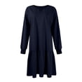 thumbnail image 6 of Women's 2024 Fall Long Sleeve Pullover Dress - Crewneck Rib Knit Patchwork Sweatshirt Mini Dress, 6 of 7