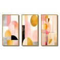 thumbnail image 2 of Designart "Retro Geometry Pink Gold Full Moon Bloom III" Modern Geometric Framed Wall Art Set Of 3 - Pink Abstract Frame Canvas Set For Living Room Decor, 2 of 6