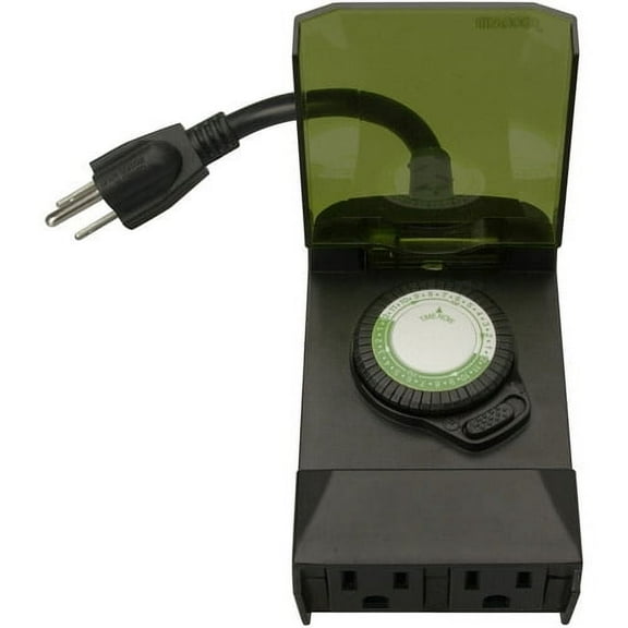 Woods Outdoor Mechanical Light Timer - Programmable, 24 Hour, Manual - Green