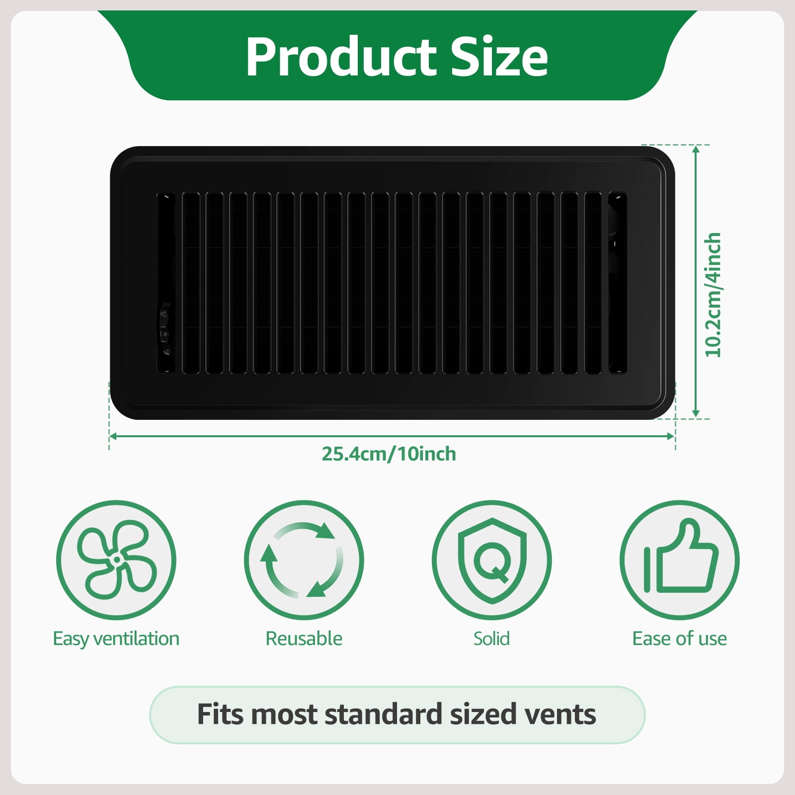 Ikoopy 2Pcs Floor Vent Covers 10inch Heavy Duty Floor Register Aluminium Alloy Heat Vent Covers Rust Proof Floor Grates Adjustable Floor Vent Grille for Floor Ceiling Wall Home