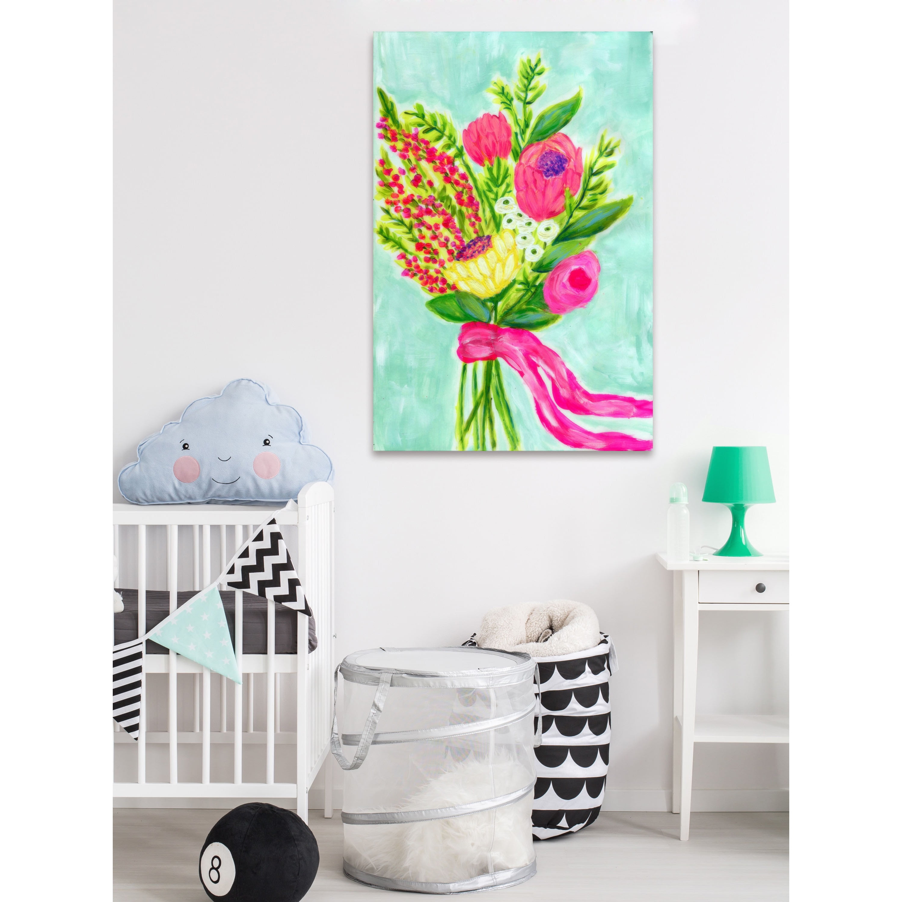 Marmont Hill "Bouquet Ribbon" by Jill Lambert Painting Print on Wrapped Canvas