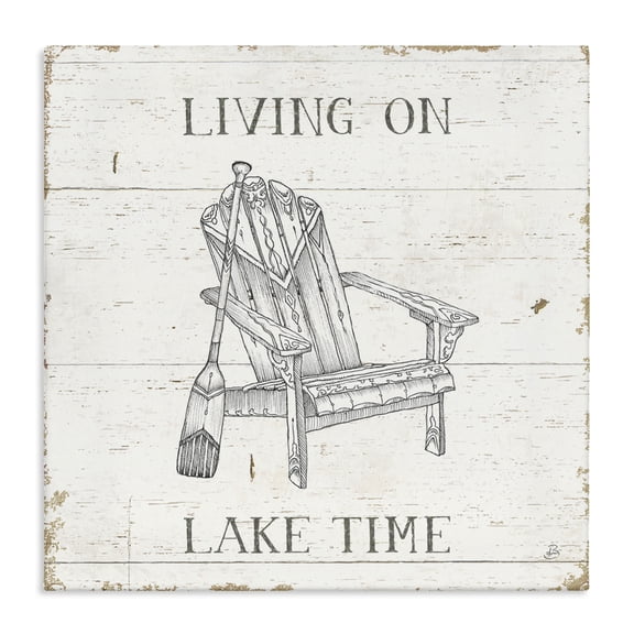 Stupell Industries Farmhouse Living On Lake Time Canvas Art, 24 x 24, by Daphne Brissonnet