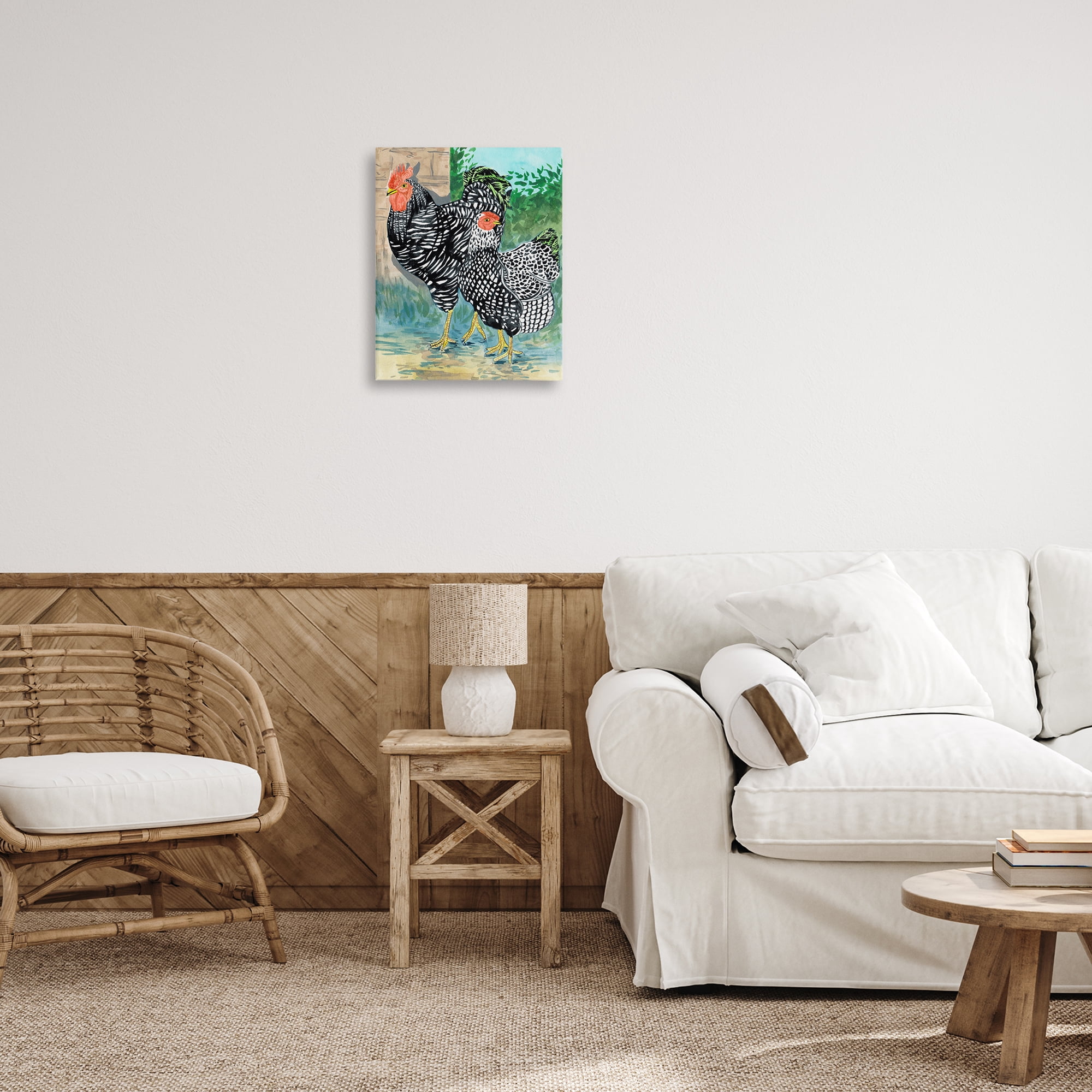 Stupell Industries Traditional Rooster Pair Animals Painting Wrapped Canvas Art Print Wall Art, 16 x 20
