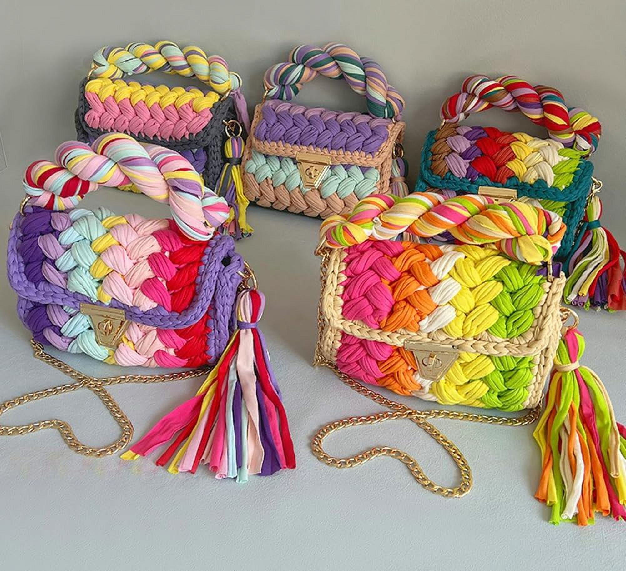 Women's Handbags Wallets Crossbody Bags Women's Thick Line Knitting Shoulder Bags Crochet Handbags Hand Knitting Handbags Clutch Flap Evening Bags