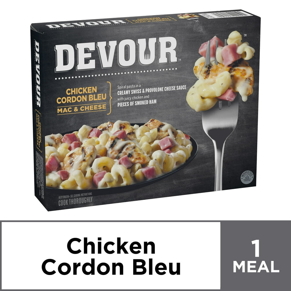 DEVOUR Chicken Cordon Bleu Mac & Cheese Frozen Meal, 10.5 ox Box