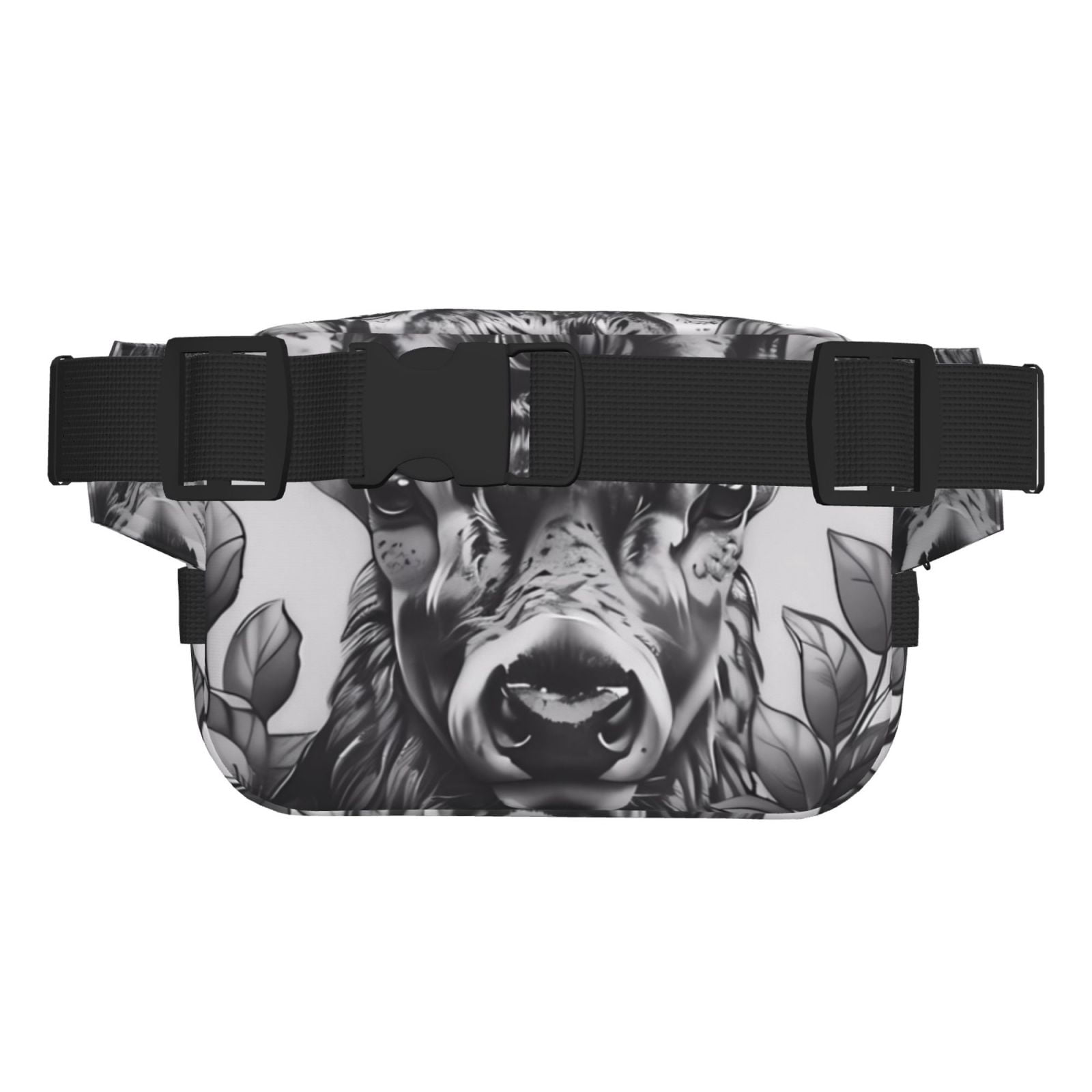Picia Monochrome Deer Floral Print Square Double-Layer Waist Bag Mini Adjustable Waist Belt Bag Exercise Running Travel Hiking