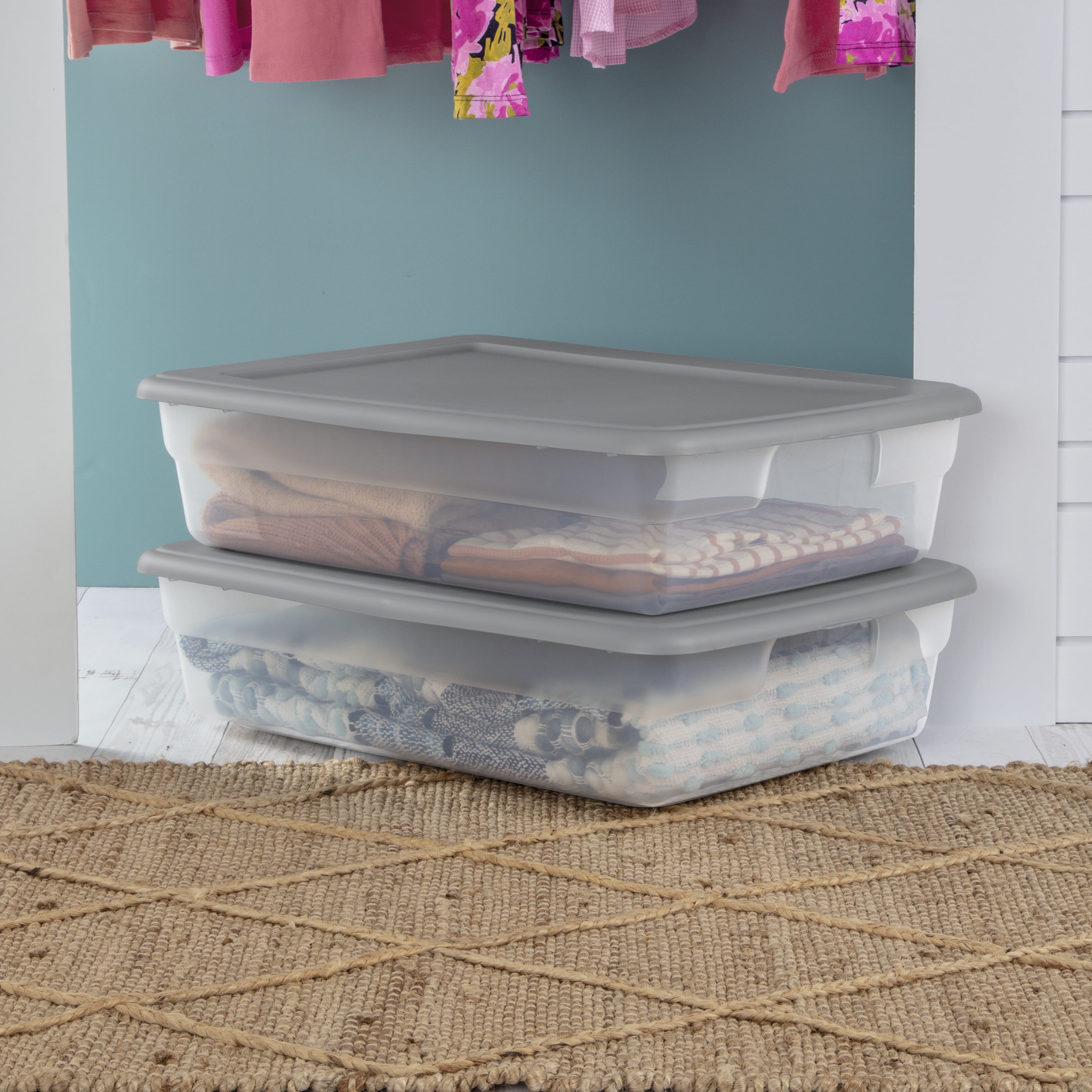 Sterilite 28 Qt Clear Closet/Under Bed Organizer Storage Box