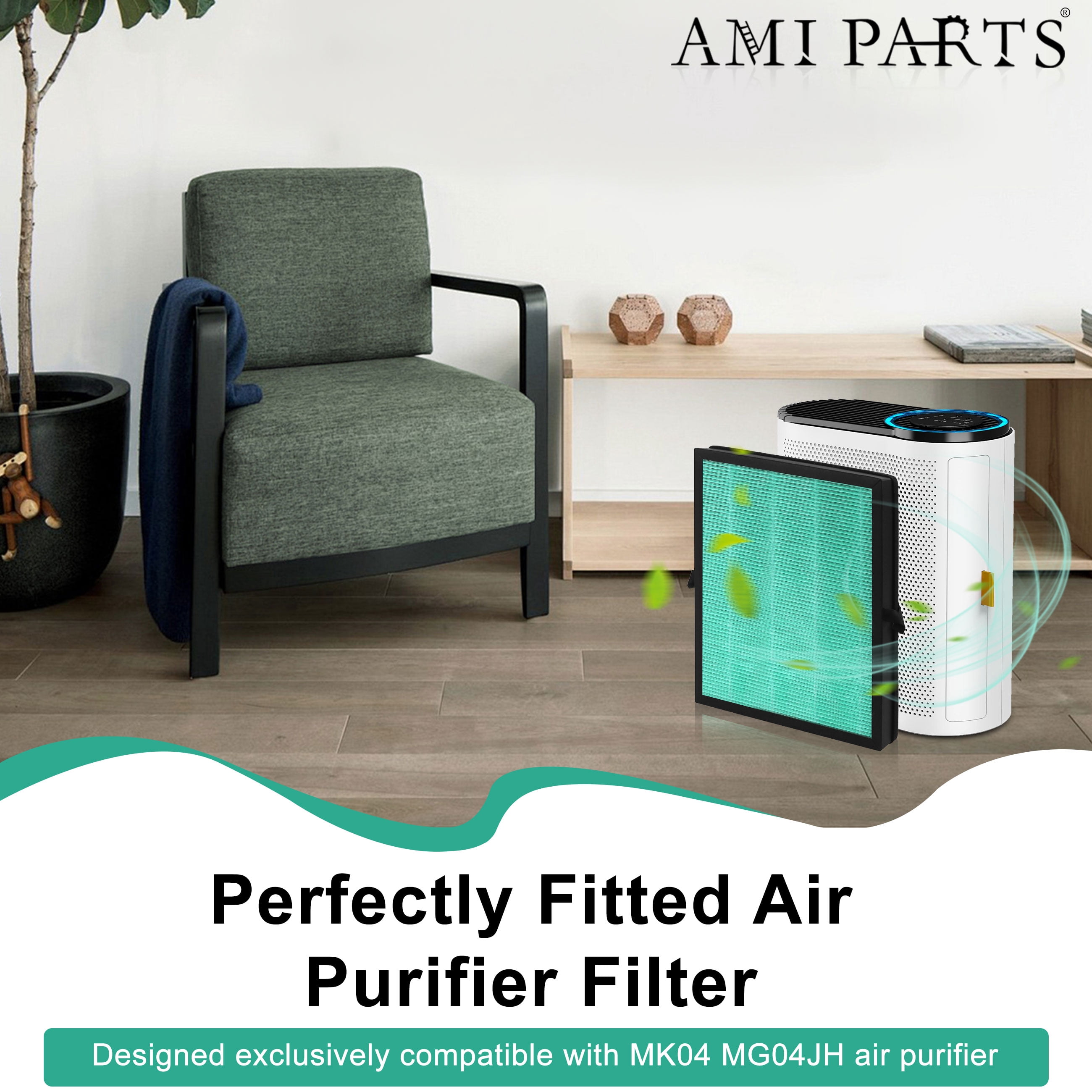 AMI PARTS Mk04 3-in-1 True Hepa Filter Replacement Air Filter For Aroeve Mk04 Mg04Jh Air Purifier