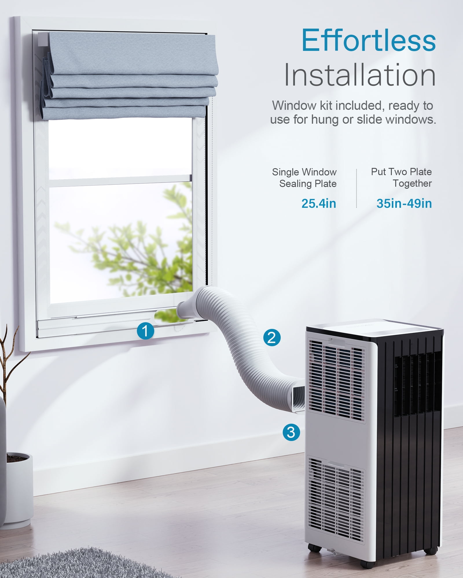 FIOGOHUMI 10000 BTU Portable Air Conditioner for 350 Square Feet with Remote Control