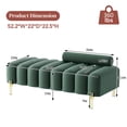 thumbnail image 6 of Rophefx Ottoman Bench for Living Room,Foot Rest with Gold Metal Legs,52.2" Entryway Bench,Velvet End of Bed Bench,Green, 6 of 8
