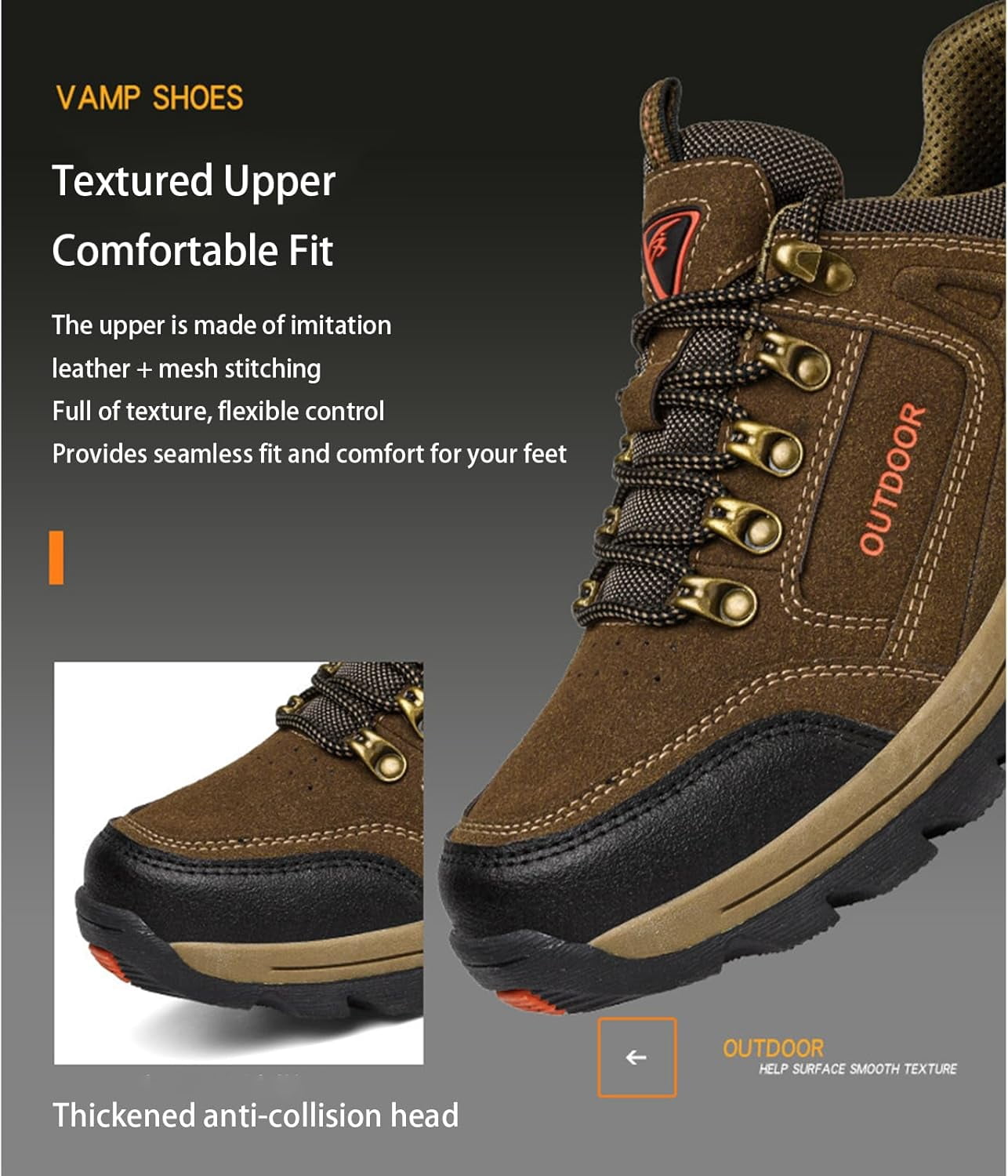 Orthopedic Shoes, Men's Breathable Lightweight Orthopedic Walking Shoes Hiking Shoes Outdoor Non Slip Hiking Trekking Shoes