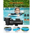 thumbnail image 4 of Above Ground Pool Pump 1.5HP 0.35HP Dual Speed 110 GPM 54 ft Lift 52 GPM 14 ft Lift 110V 3450 RPM with Strainer Basket 122 Fahrenheit Max Water Temp, 4 of 6