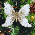 thumbnail image 5 of Wadada Christmas Tree Butterfly Decorations Glitter Hollow Butterfly Ornaments Hanging Butterfly Decorations with Clips and Stems for Xmas Holiday Crafts and Christmas Tree (White), 5 of 7