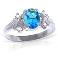 thumbnail image 3 of Galaxy Gold 14k White Gold Ring with Genuine Diamonds and Natural Oval-Shaped Blue Topaz - Size 7.0, 3 of 4